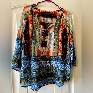 Multicolored print blouse from New Directions, size XL